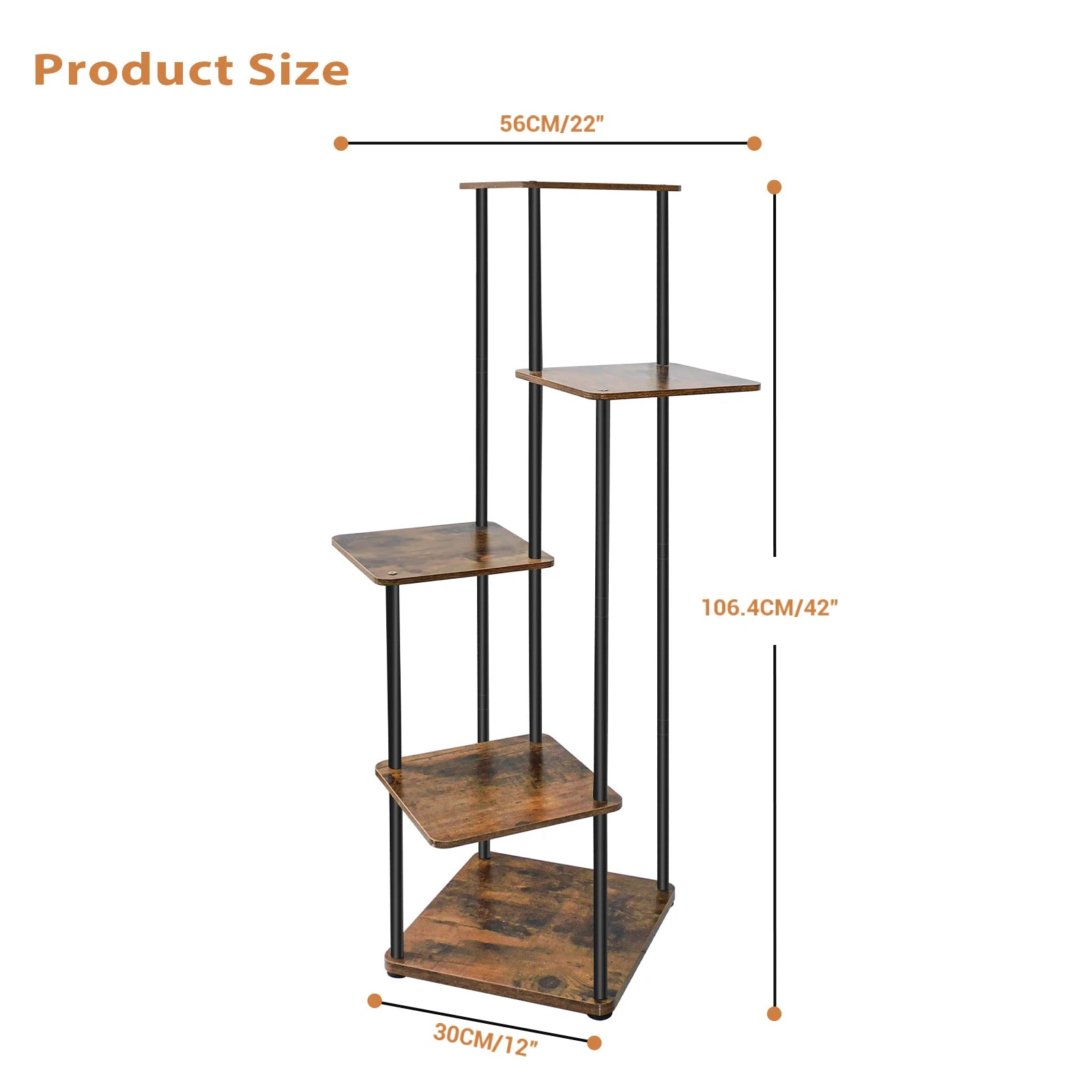 Tall Multi-Tier Plant Stand – Wood & Iron Flower Shelf